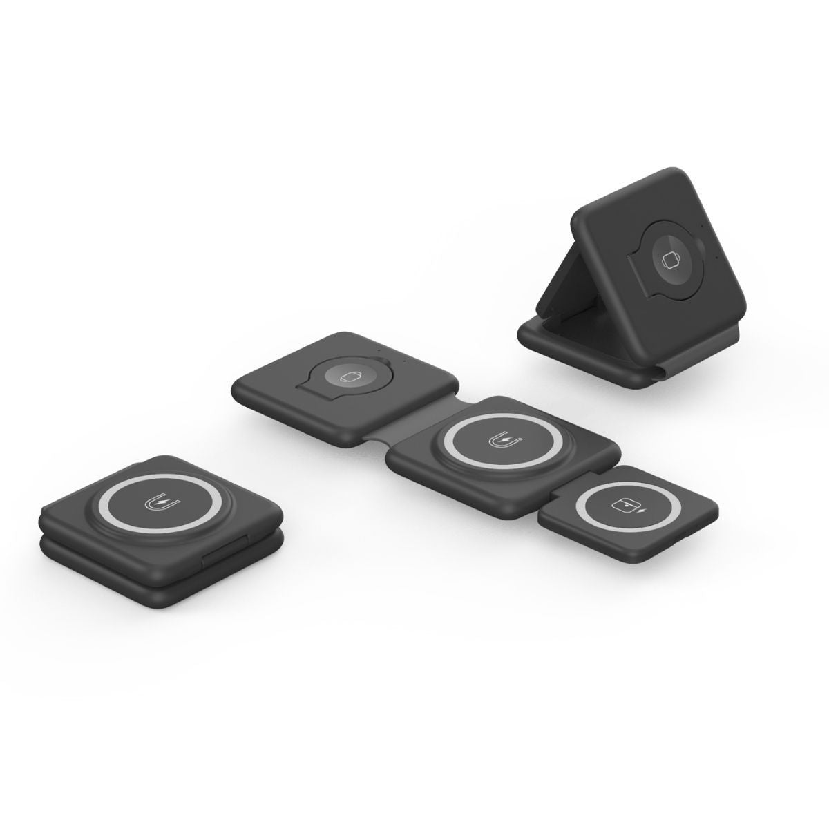 Chargeur Sans Fil Magnétique 3-en-1 Pliable – Recharge Rapide pour Smartphone, Montre & Écouteurs